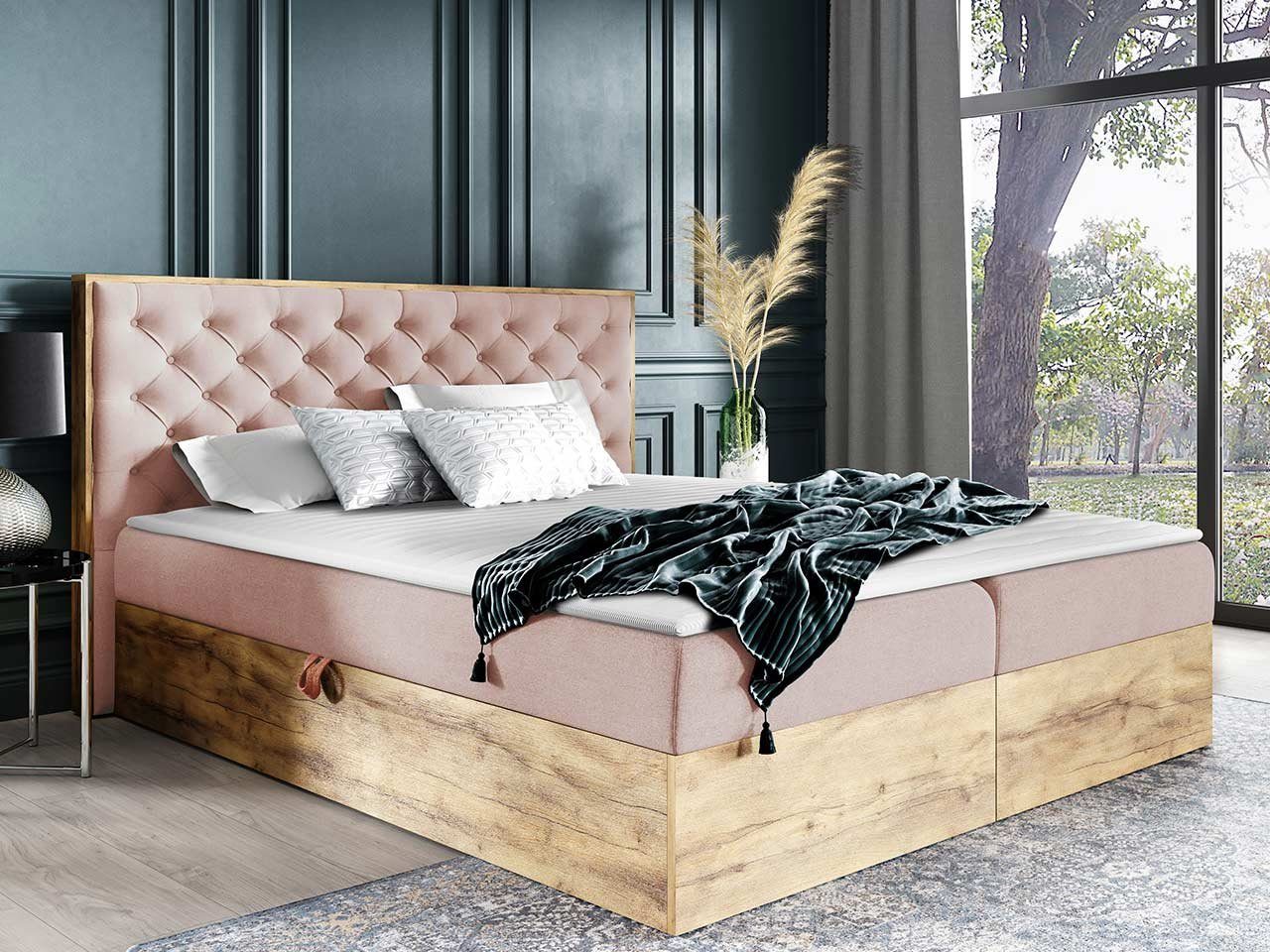 MIRJAN24 Boxspringbett Wood 3 (mit Hauptmatratze, günstig online kaufen