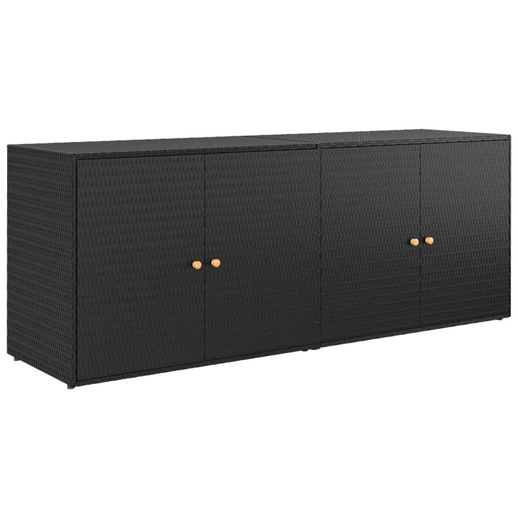vidaXL Garten-Geräteschrank NA Gartenschrank Schwarz 198x55,5x80 cm Polyrattan Terrasse Balkon Ver