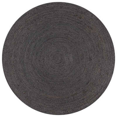 Teppich Teppich Handgefertigt Jute Rund 90 cm Dunkelgrau, vidaXL, Runde