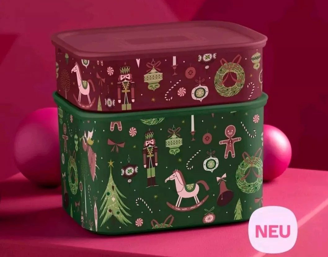 TUPPERWARE Vorratsdose Tupperware Basline X-Mas Kecksdosen 500ml + 1,3L, Bonboniere