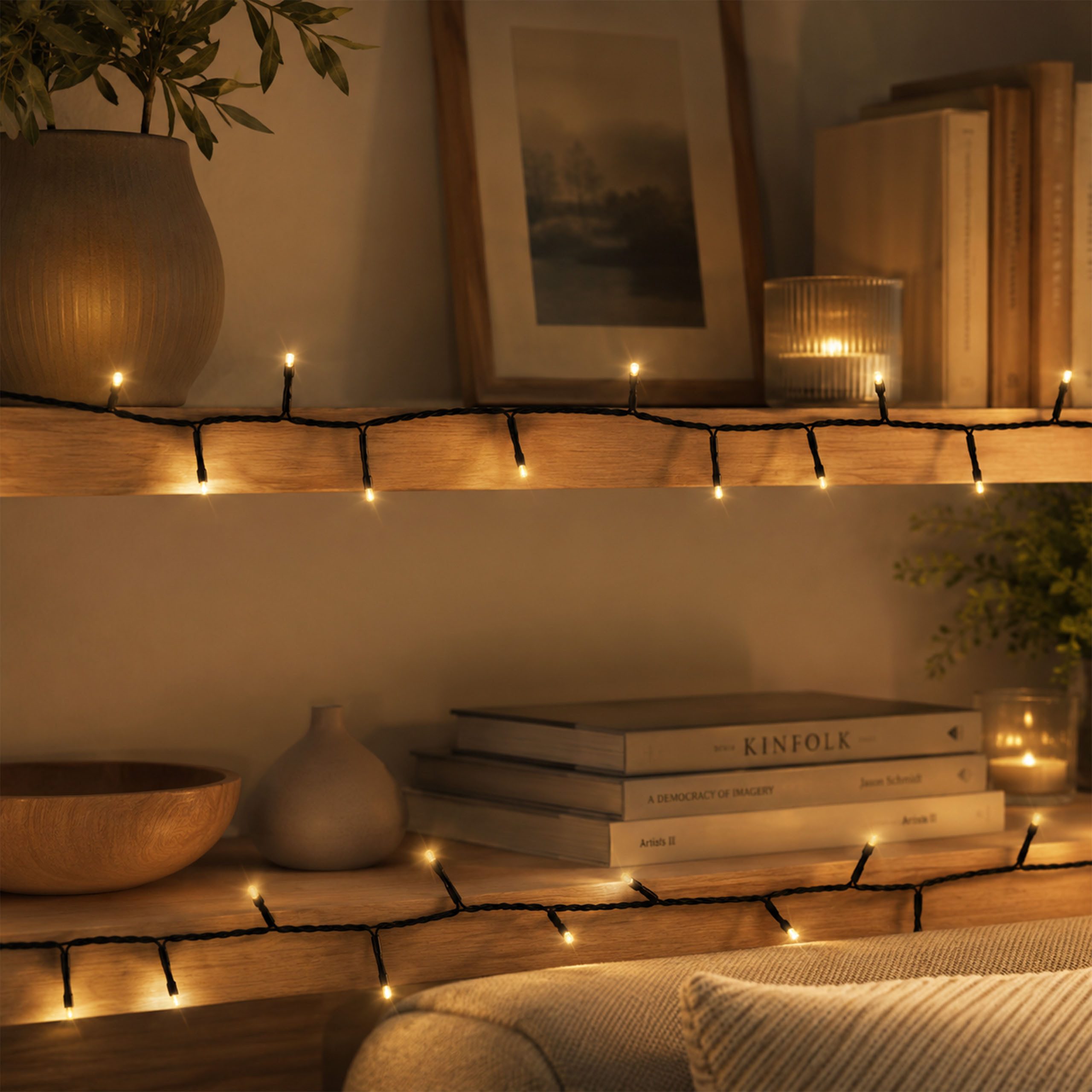 OTTO home LED-Lichterkette in 3/6/12/18 u. 24 m Länge, warmweiß, Timer, Indoor, Outdoor, Garten, 6/18h Timer, schwarz o. weiß, 5m Zuleitung, innen, außen, Balkon