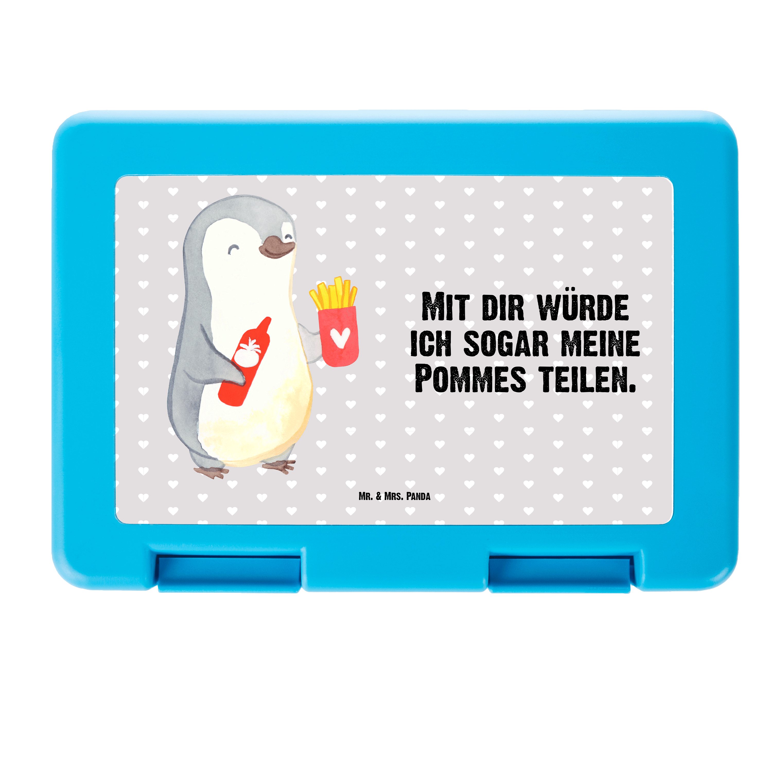 Premium Pinguin Ehemann, Pastell Pommes Butterdose Geschenk, Ehefr, (1-tlg) - Hocheitstag, Mrs. Panda Grau Mr. & - Kunststoff,