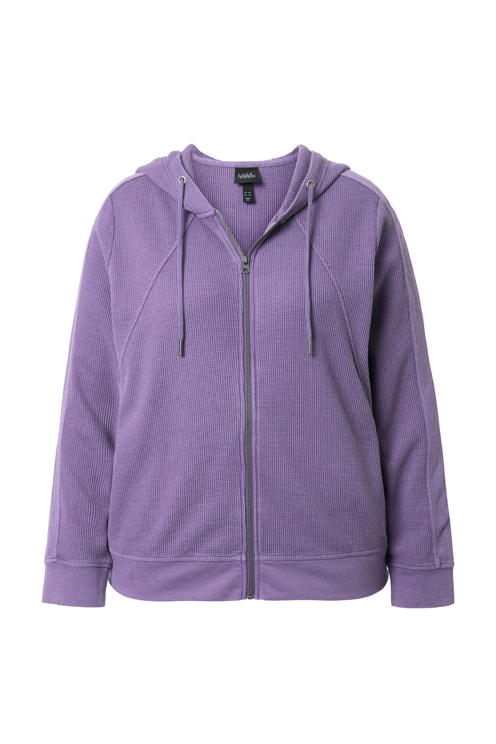 Ulla Popken Sweatjacke Sweatjacke Waffelpiqué Kapuze Langarm günstig online kaufen
