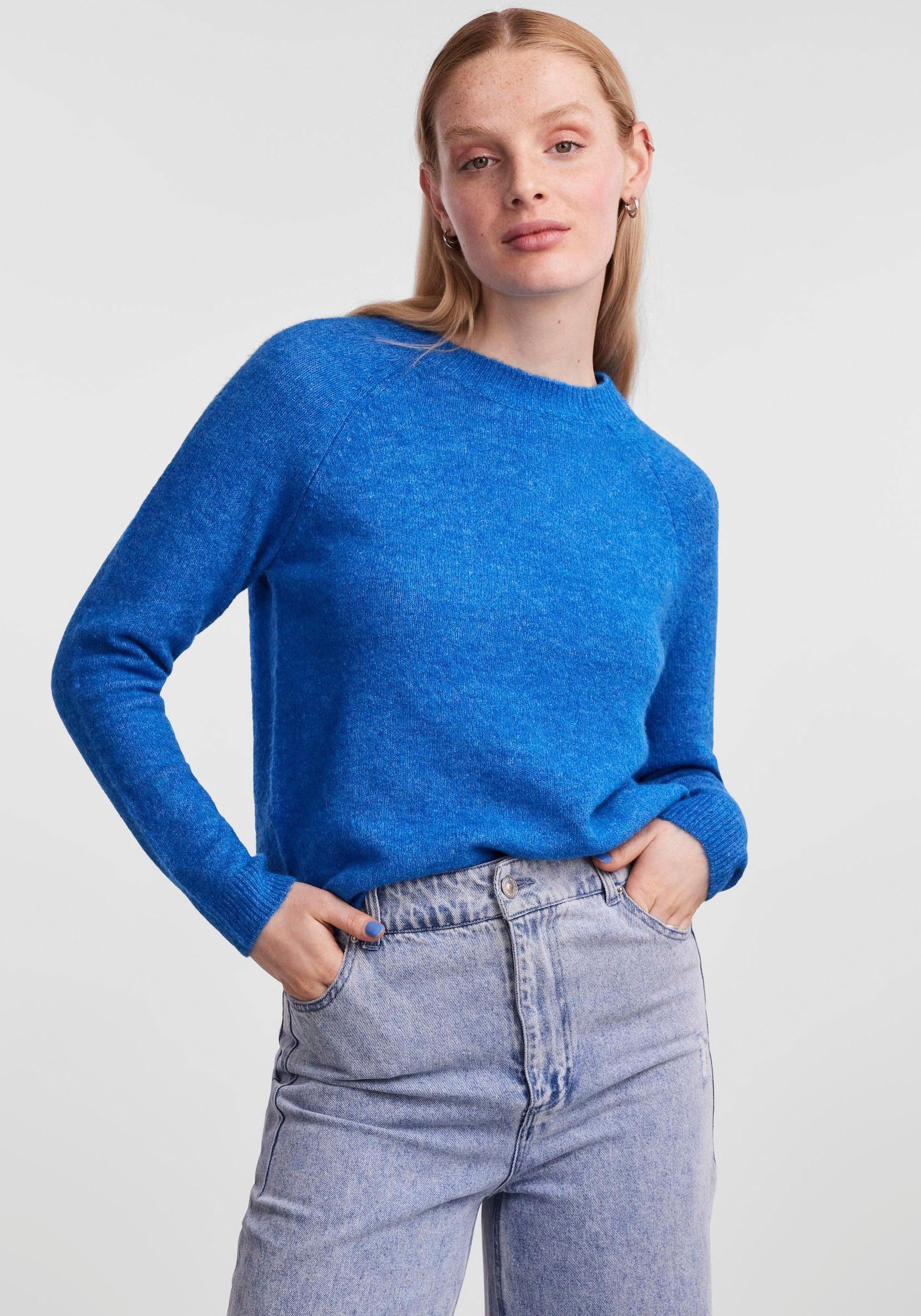 O-NECK pieces NOOS Blue PCJULIANA LS KNIT Strickpullover French BC