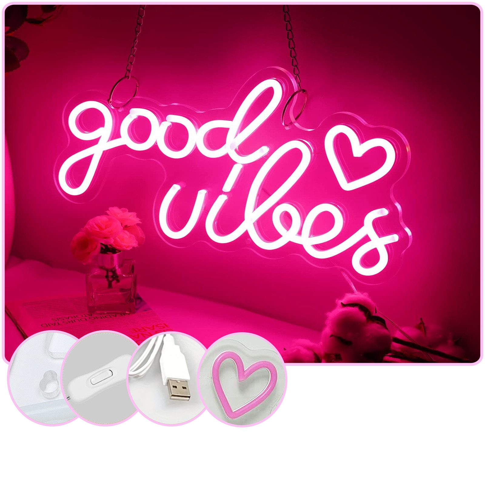MUPOO LED Dekolicht Good Vibes Neonschild günstig online kaufen