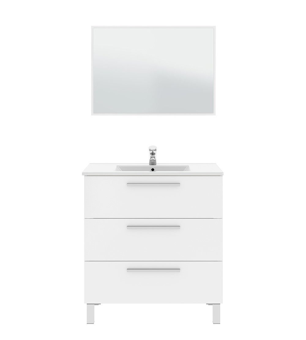 FORES HABITAT Waschbeckenunterschrank in weiß glänzend - 80x86x45 (BxHxT) – Bild 4 von 5