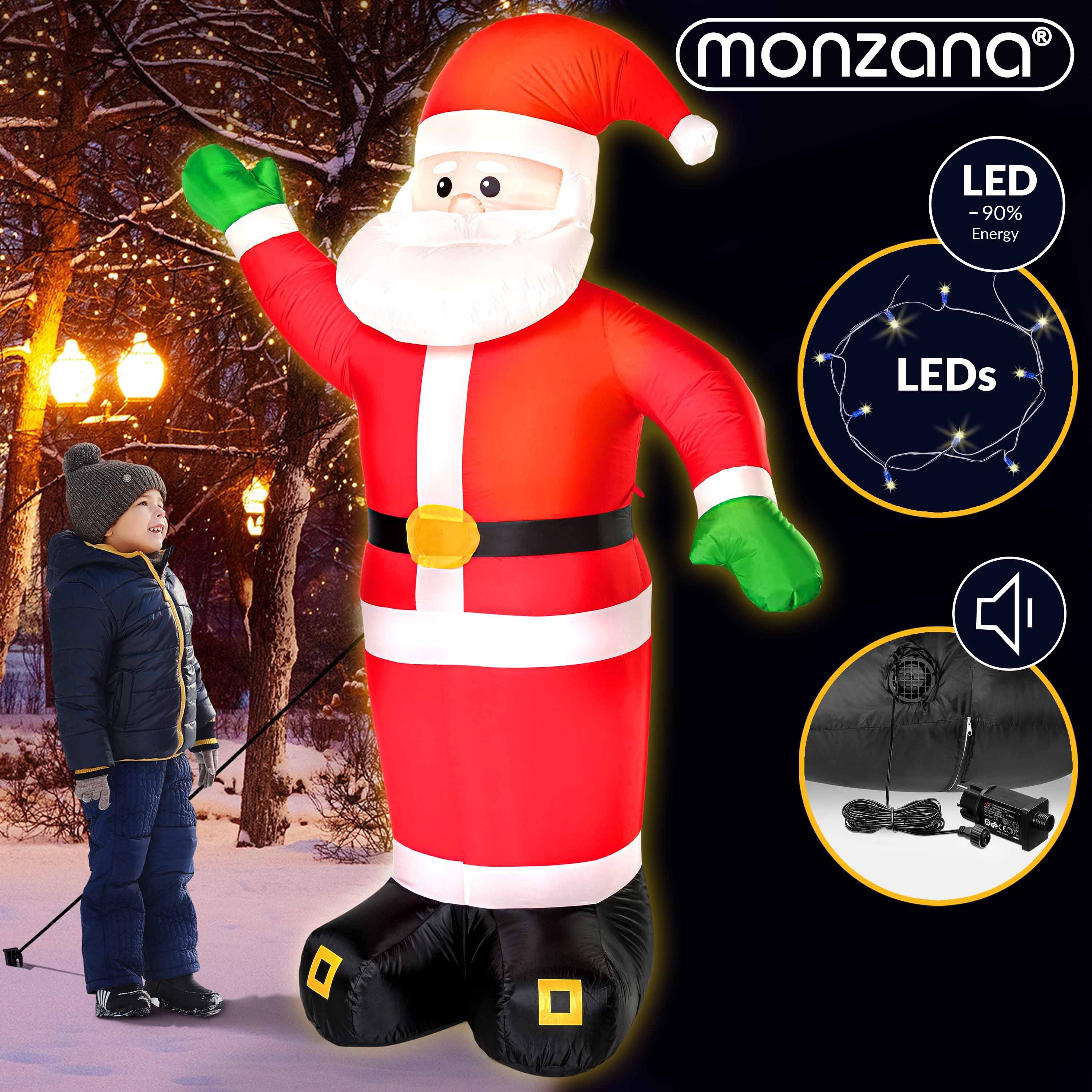 Aufblasbarer Weihnachtsmann, Beleuchtet XXL Befestigungsmaterial Außen IP44 250cm monzana LED