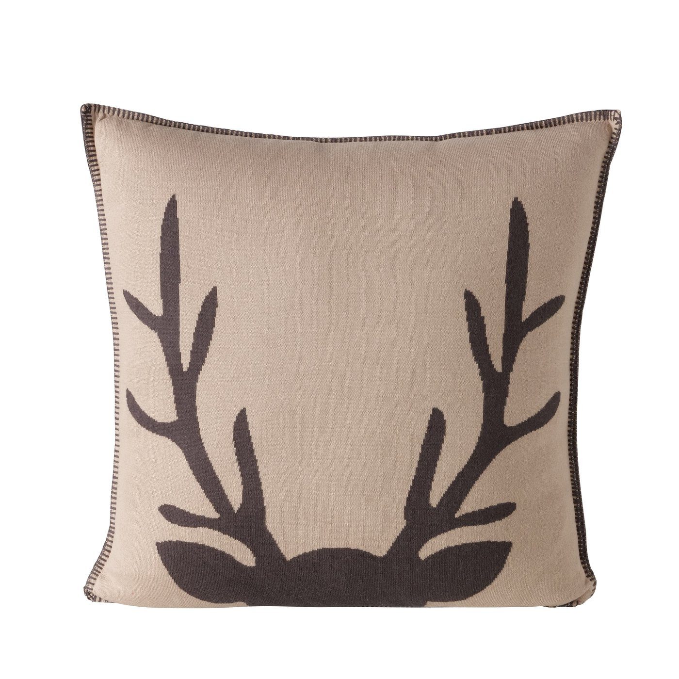 BOLTZE Dekokissen Kissen Vilbert, Hirsch, Beige/Dunkelgrau, 50x50 cm