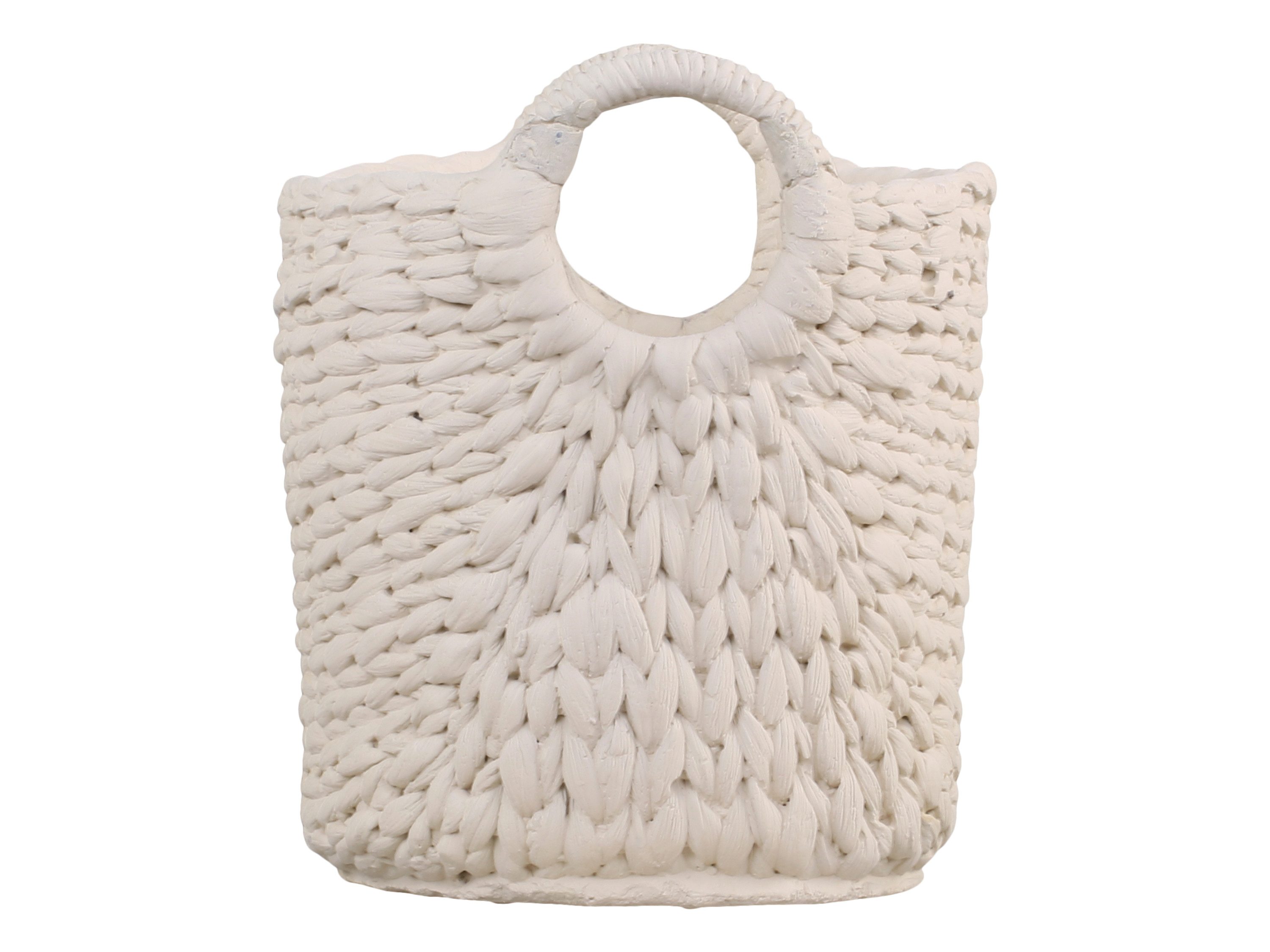 Chic Antique Übertopf Übertopf Blumentopf CORTE aus Zement Weiß Flechtmuster Landhausstil, Authentisches Flechtmuster, innen glasiert, wasserdicht, 2 Griffe