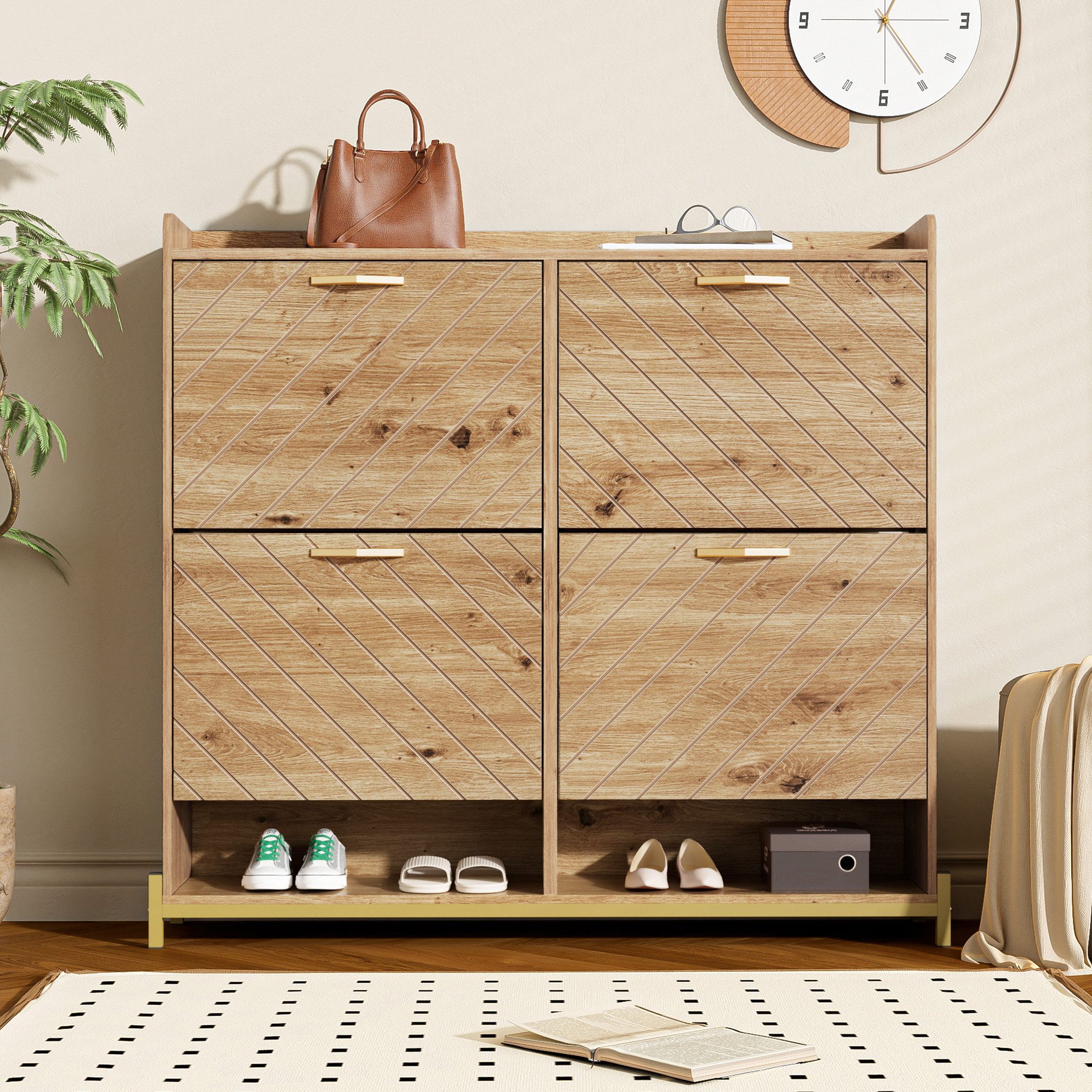 Ulife Schuhschrank 4-türiger Schuhkommode, modernes Schuhregal günstig online kaufen