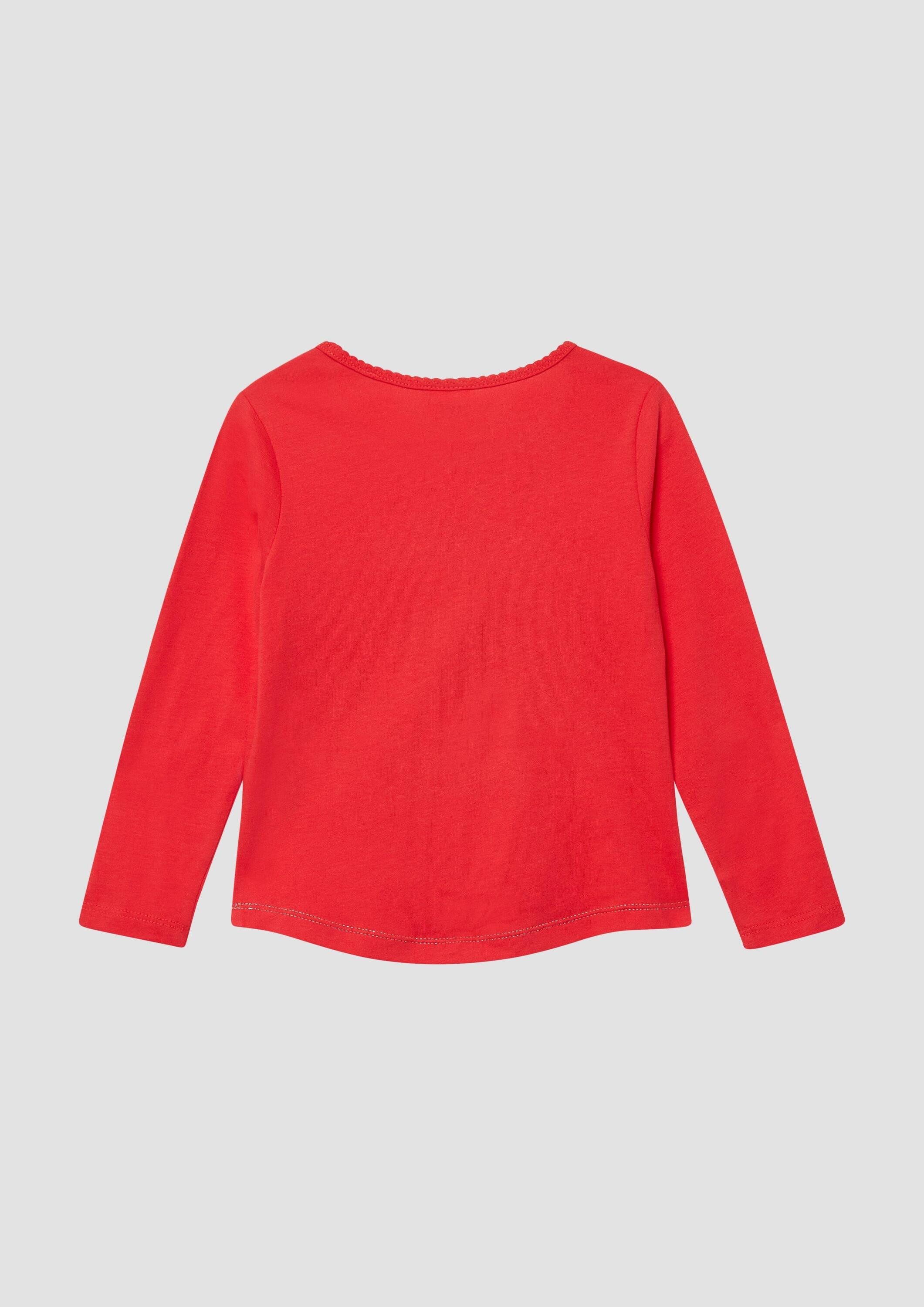 s.Oliver Langarmshirt T-Shirt Langarmshirt mit Pailletten und abgerundetem Saum