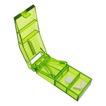 varivendo Pillendose Pillen-Teiler, ca, 8,5 x 3,5 cm, grün-transparent (Stück, 1 St., Pillen-Teiler), Pillenschneider Pillenzerteiler Tablettenzerteiler