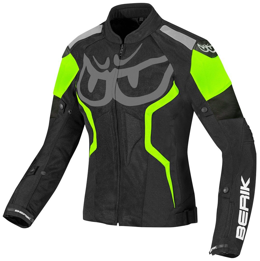 Berik Motorradjacke Black/White/Green Damen Air Textiljacke Imola Motorrad