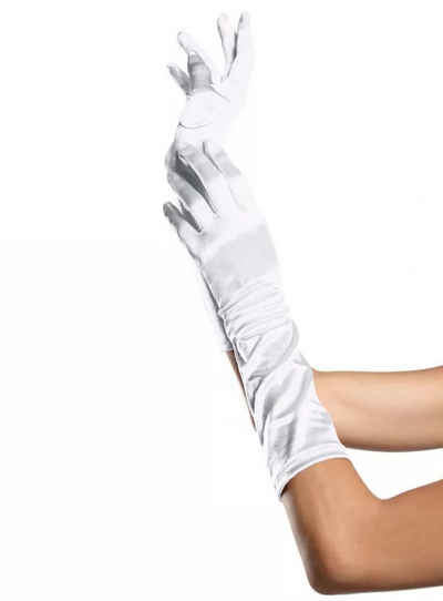 Leg Avenue Kostüm Satinhandschuhe halblang weiß, Markantes Accessoire, das Stil und Eleganz vereint