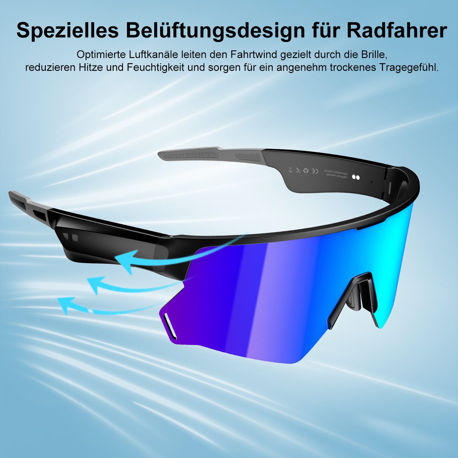 blackview Sonnenbrille Smart Fahrradbrille, UV400 Polarisierte Gläser, Open-Ear Audio,6H Akku (Set, 1-St) Bluetooth 5.3 & Geräuschunterdrückung, Automatischer Sensor,UV-Schutz