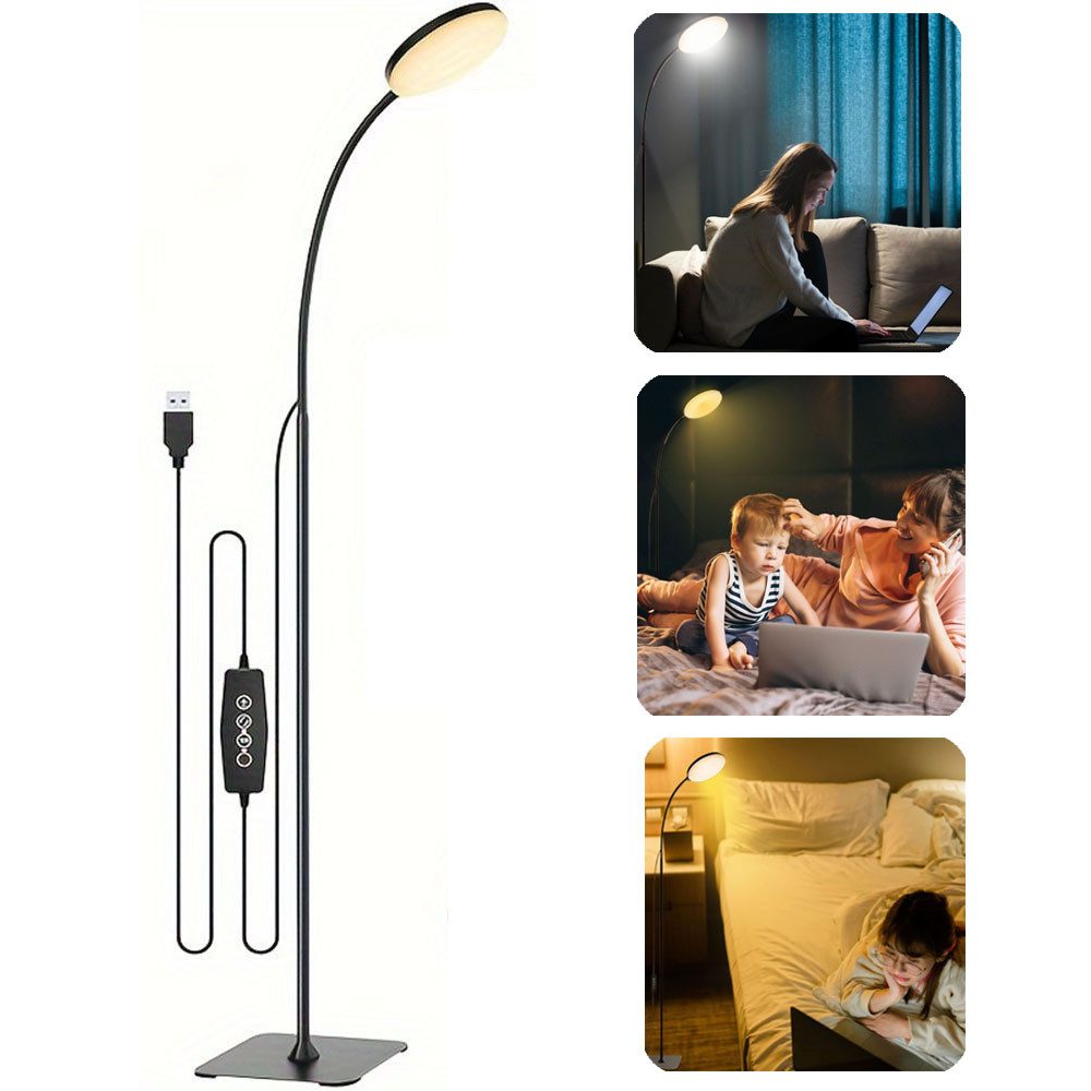 JOYOLEDER Stehlampe Dimmfunktion, Schwanenhals LED Stehleuchte Leselampe, Tageslichtweiß