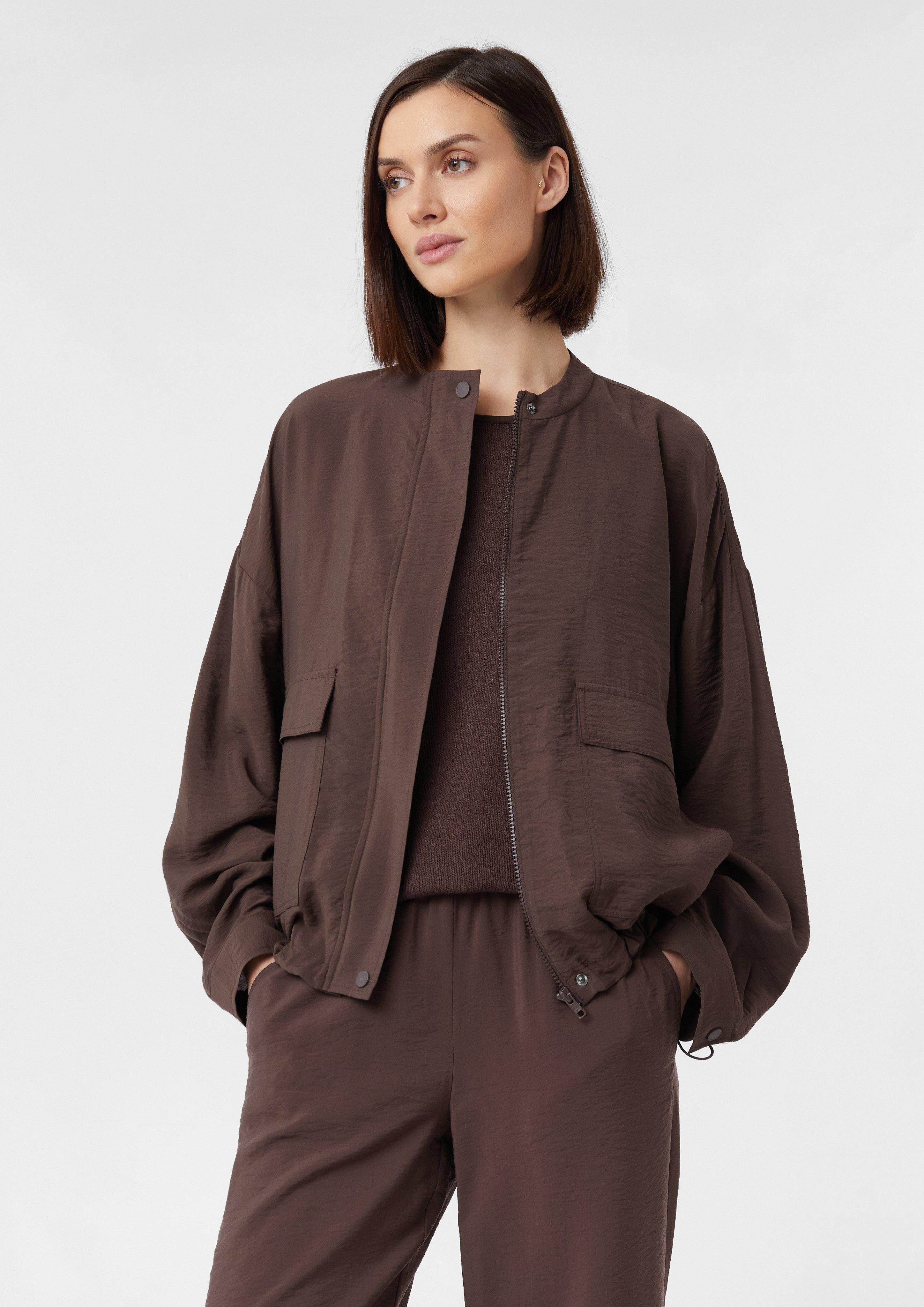 Blusenblazer Lässiger Blouson im Boxy Fit mit Stehkragen