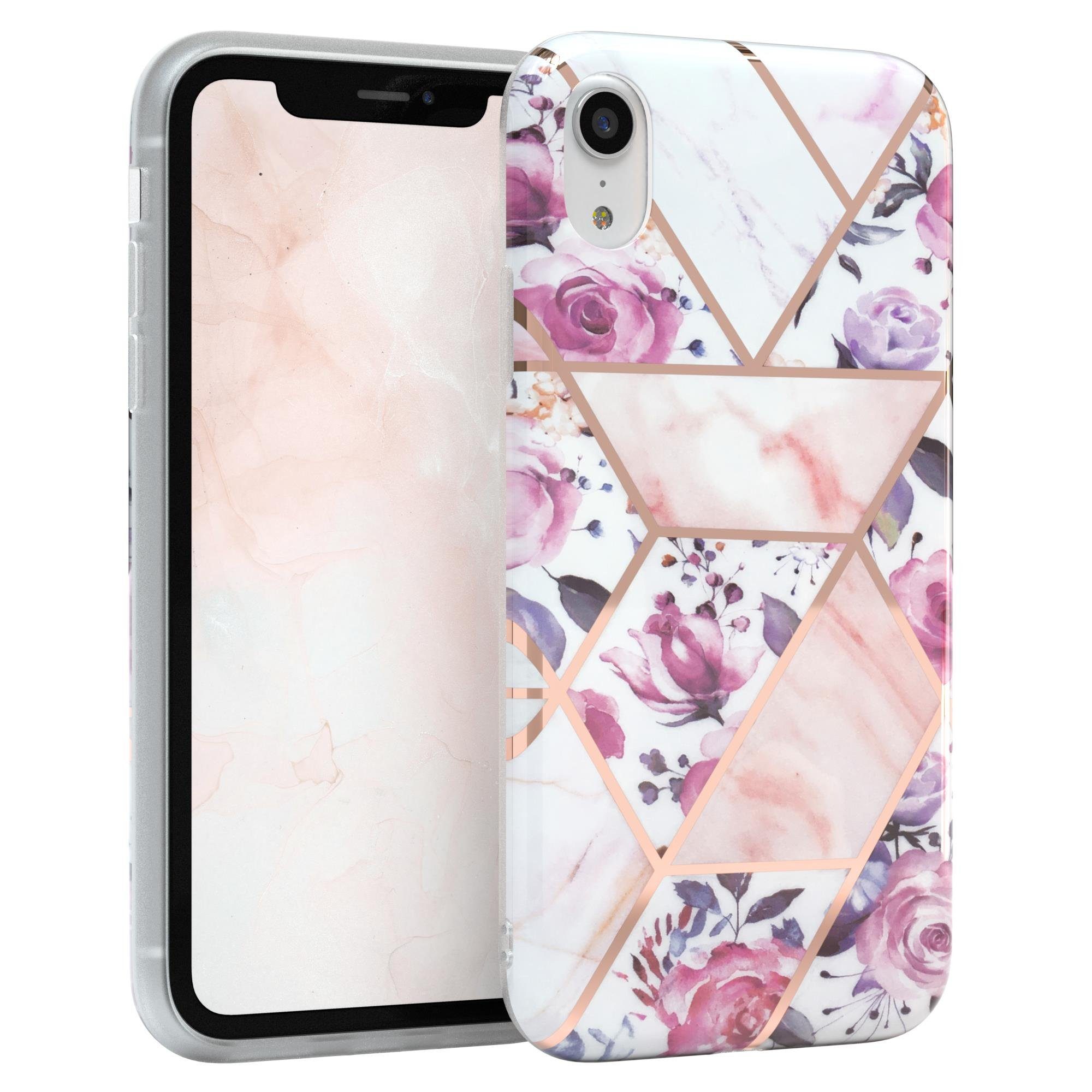 EAZY CASE Handyhülle IMD Motiv Cover für Apple iPhone XR 6,1 Zoll, Silikonhülle stoßfest Silicon Back Cover Motivhülle Tasche Rosé Gold