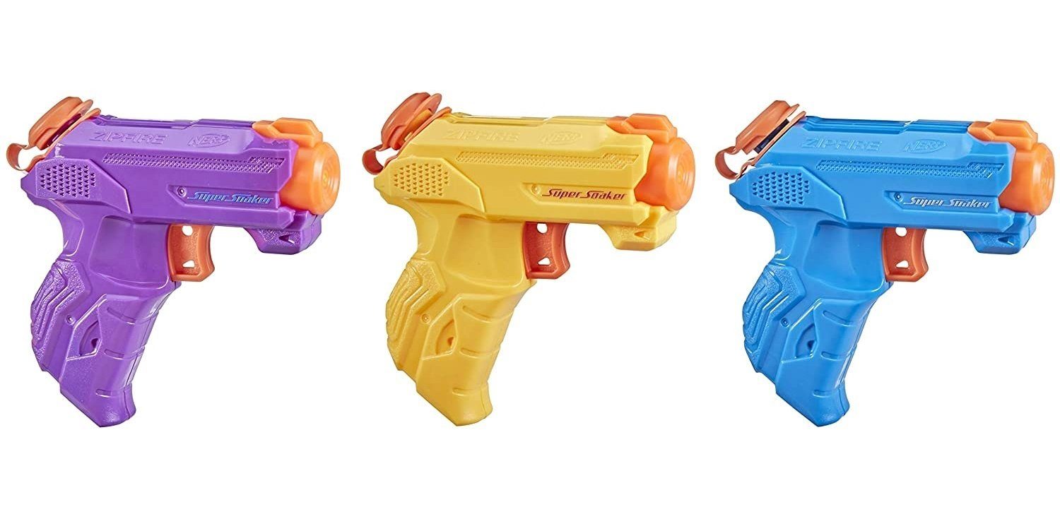 Hasbro Wasserpistole Hasbro NERA Super Soaker Mini Gun ZipFire  Wasserspritzpistole Spritzpistole Party, 3er Pack, für Kinder ab 6 Jahren