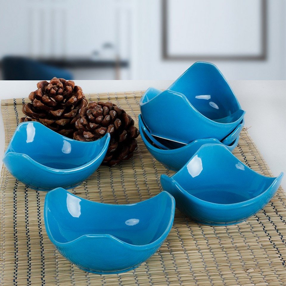 Keramika Servierschale Blue Lotus Cookie / Saucenschüssel 14 cm 6 Stück,  Steingut/Steingut, (6-tlg)
