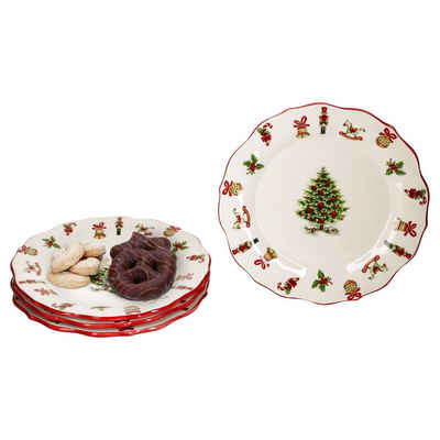MamboCat Frühstücksteller 4x Maestro Natale Kuchenteller Keramik Dessert-Teller Weihnachten