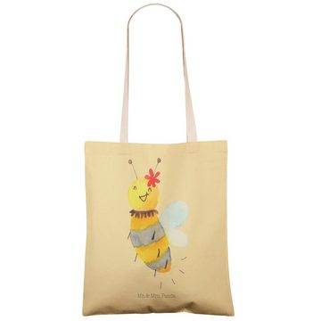 Mr. & Mrs. Panda Tragetasche Biene Blume - Gelb Pastell - Geschenk, Einkaufstasche, Baumwolltasche (1-tlg), Praktisch & Umweltfreundlich