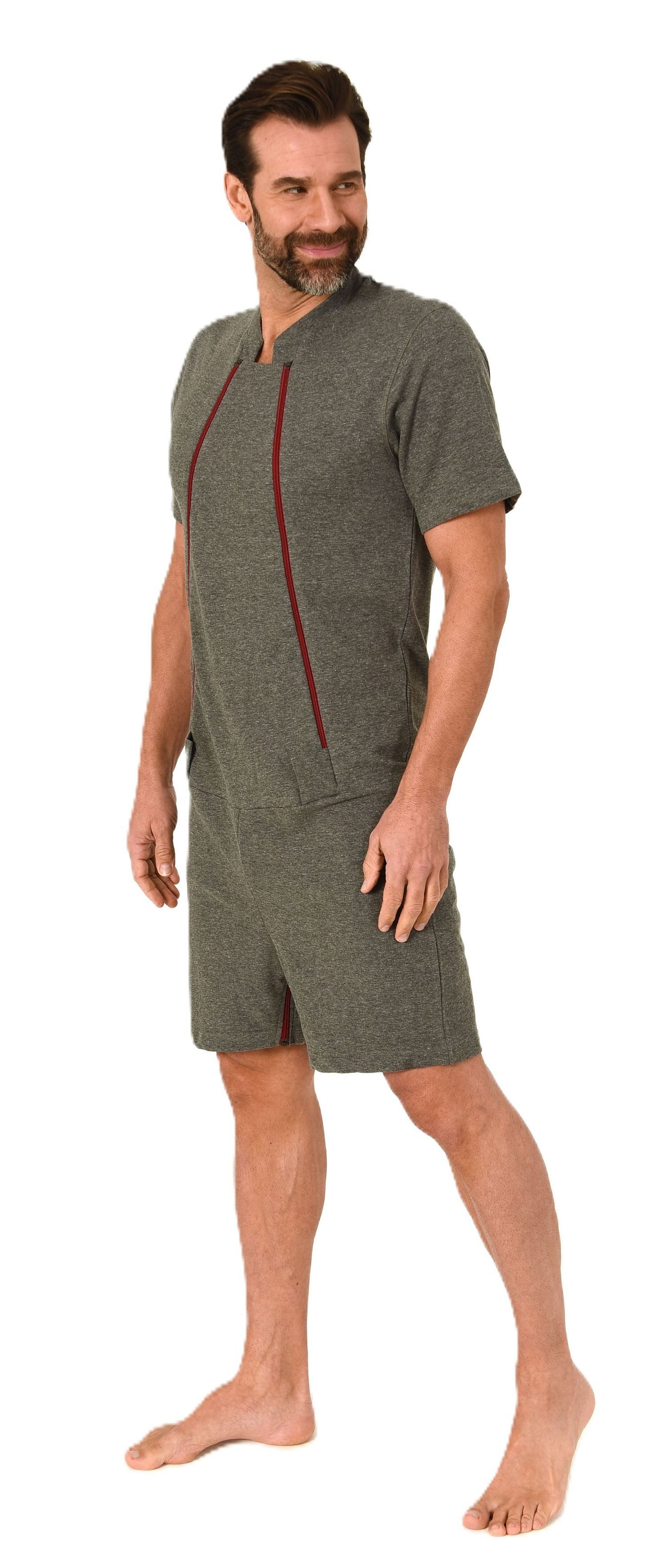Normann Care Pyjama Herren Pflegeoverall kurzarm mit Reissverschluss Vorne günstig online kaufen