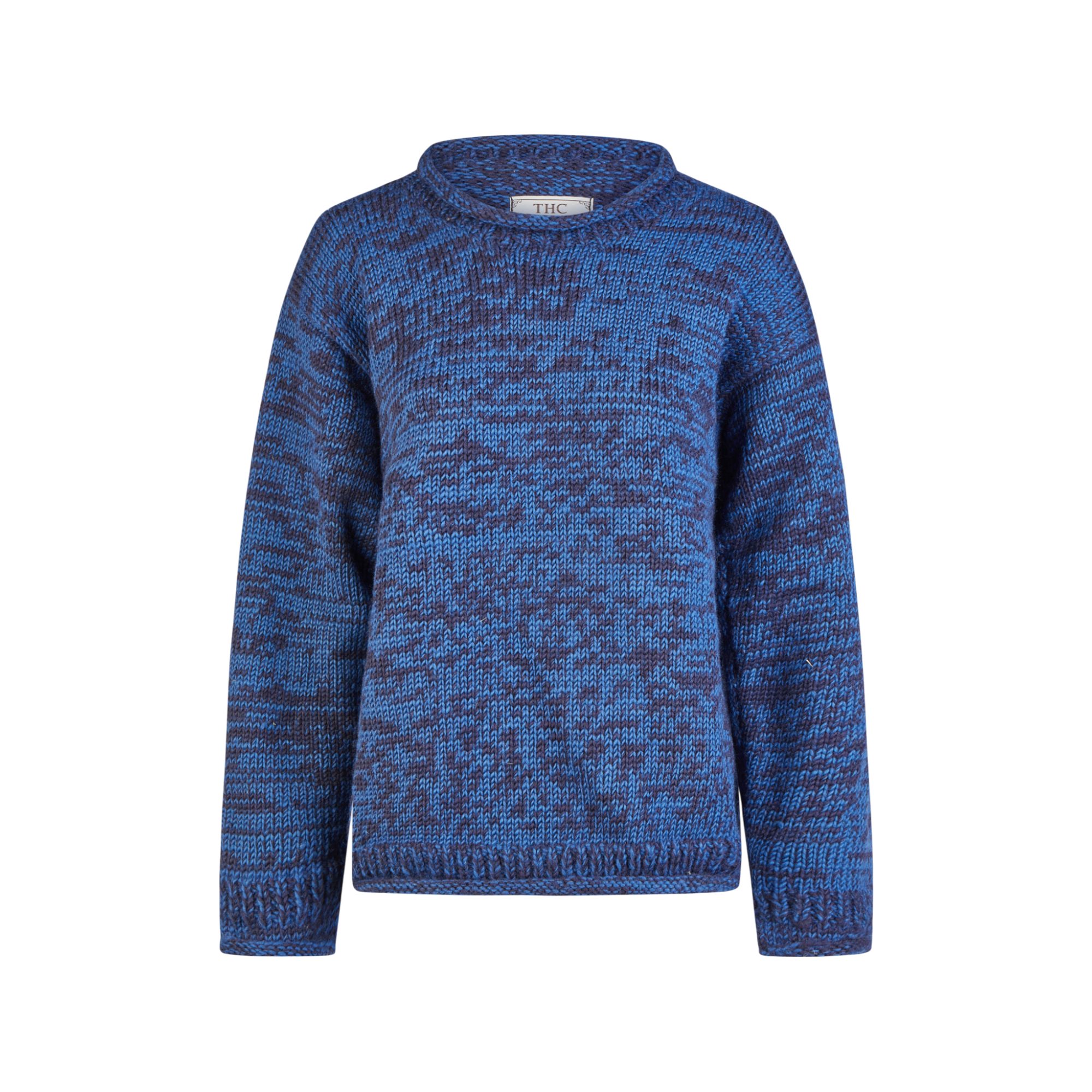 THC Natural Line Strickpullover THC Schafwoll Strickpullover blau 716 (1 Stück, 1-tlg., 1 Stpck) weiche Schurwolle