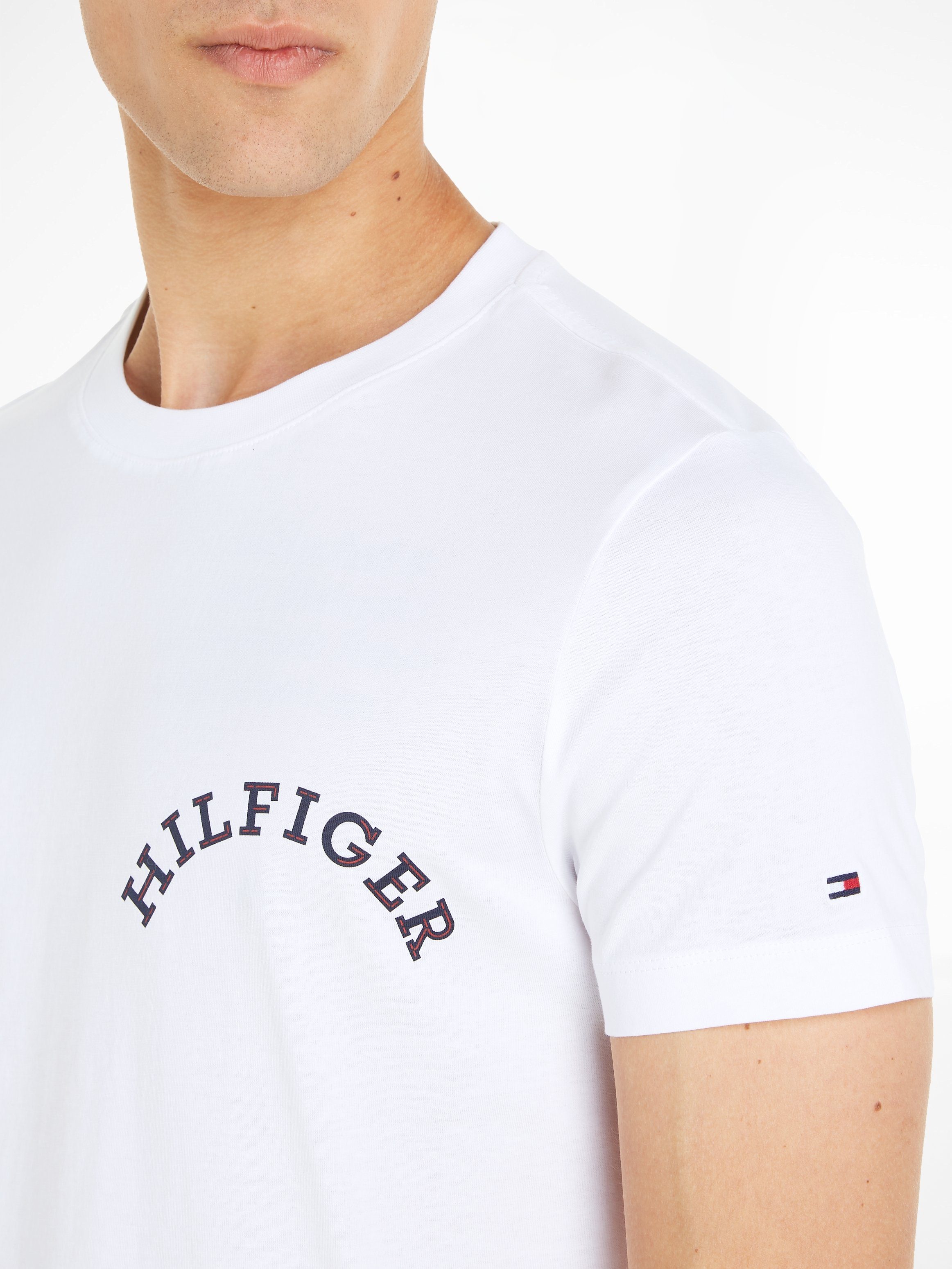 White Hilfiger Logo-Druck mit Tommy der PRINT T-Shirt Brust BACK auf MONOTYPE