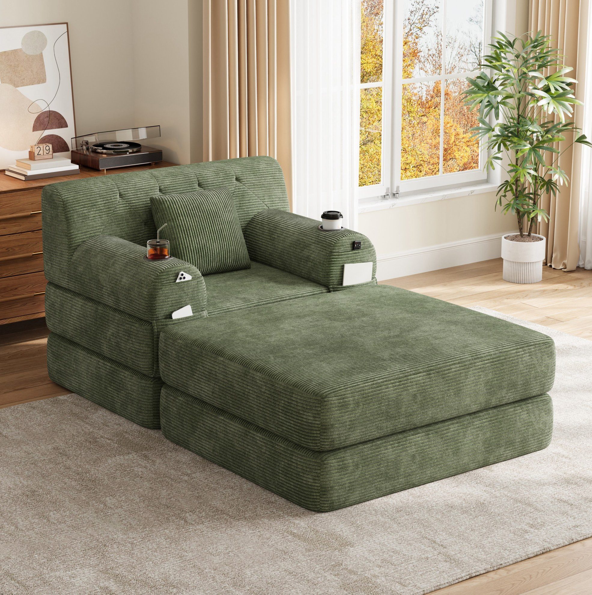 Sofa Loungesessel 1-Sitzer mit Hocker, Relaxsessel