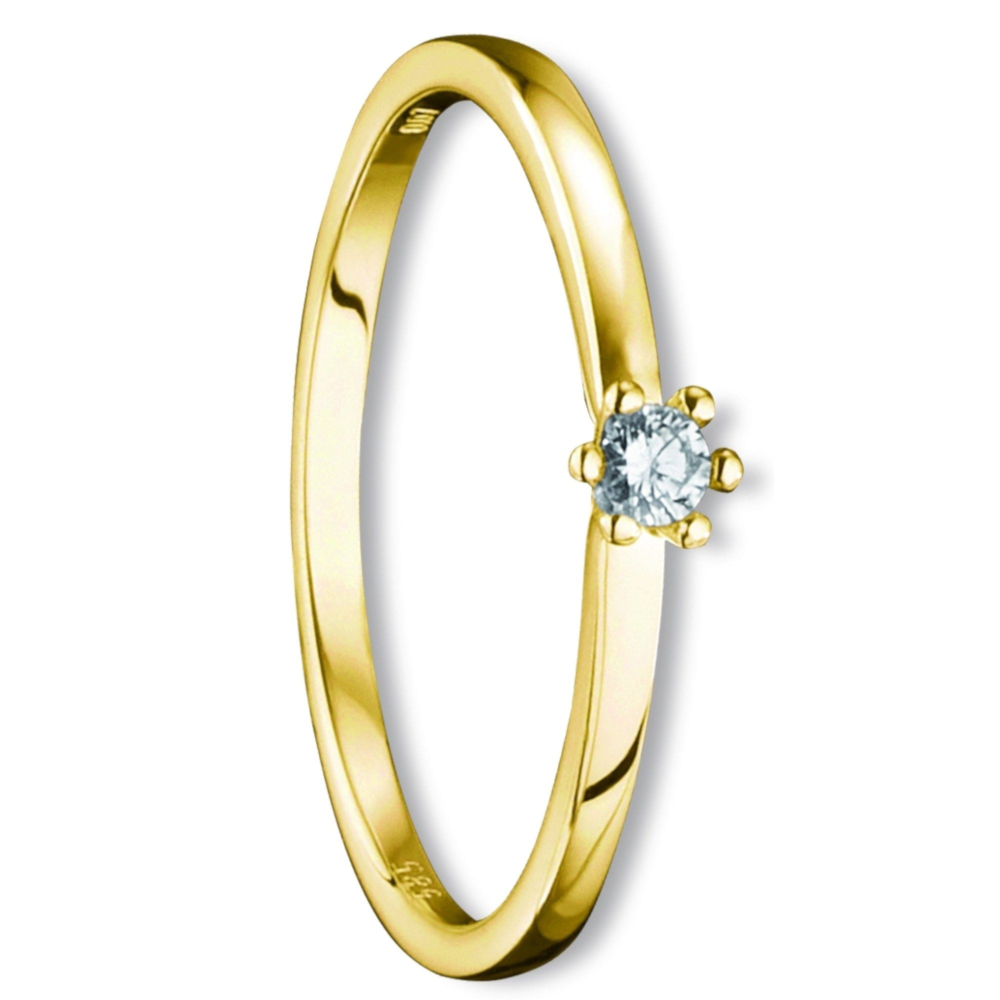 ONE ELEMENT Diamantring 0.07 ct Diamant Brillant Ring aus 585 Gelbgold, Damen Gold Schmuck | Goldringe