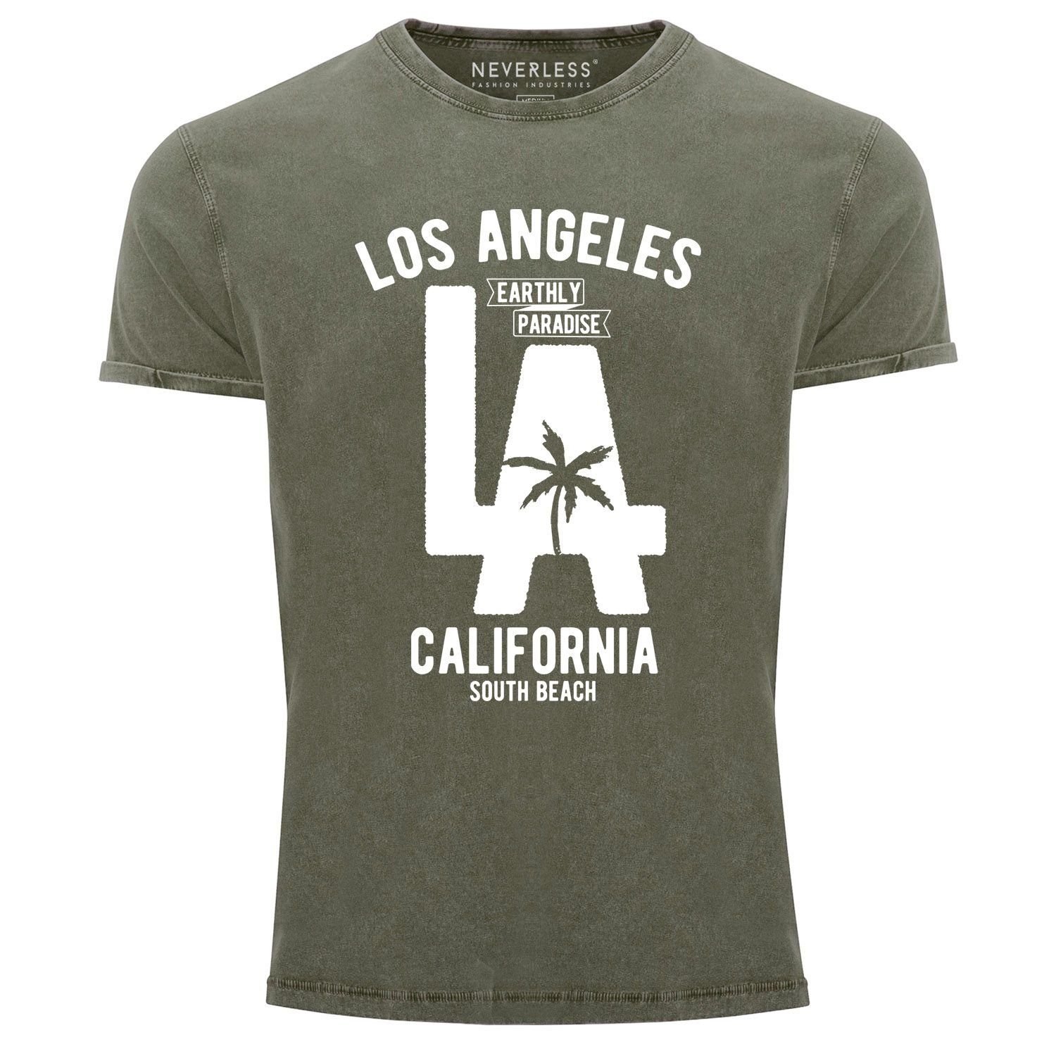 Neverless Print-Shirt Cooles Angesagtes Herren T-Shirt Vintage Shirt LA Los Angeles mit Print