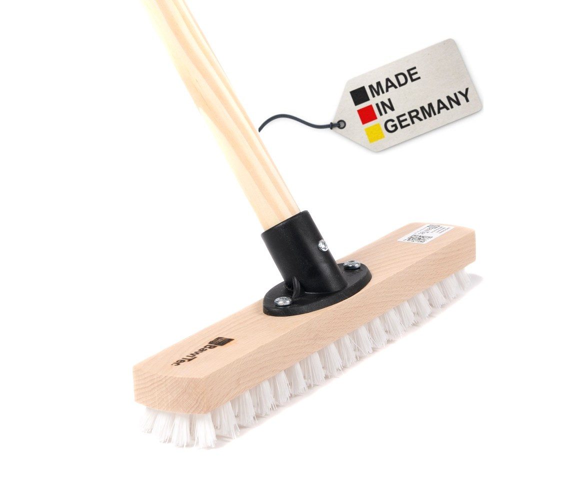 BawiTec Reinigungsbürste Wischer Schrubber 30cm mit Stiel 120cm Bodenschrubber Schrubberbürste, Innenbereich, Aussenbereich