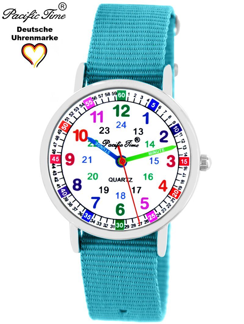 Versand Wechselarmband, Quarzuhr Gratis Time Kinder Armbanduhr Lernuhr Pacific Mix und Design Match - hellblau