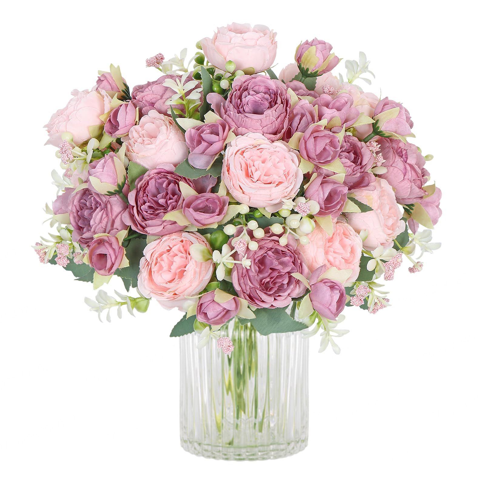 Kunstblumenstrauß 2er Set Künstliche Pfingstrosen Blumenstrauß Deko für Vase Hochzeit, FOUORTUNATE-BEE, Tischdeko Wohnzimmer Küche Party Hochzeit Festliche Blumendekoration