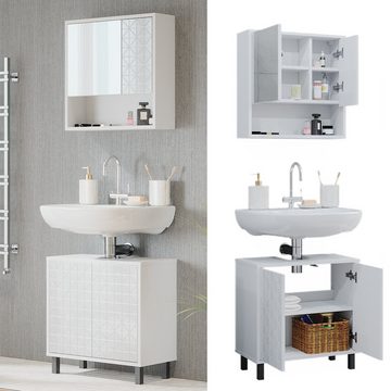 Vicco Badmöbel-Set Badezimmer 2-er Set AGASTA Weiß Hochglanz, (2-St., 2-er Set)