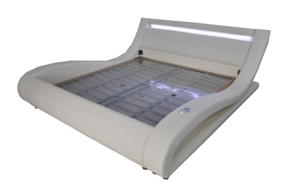 Xlmoebel Polsterbett Doppelbett mit USB-Beleuchtung und luxuriösem Ledermuster (Bett "LB8857 II), Hergestellt in Europa