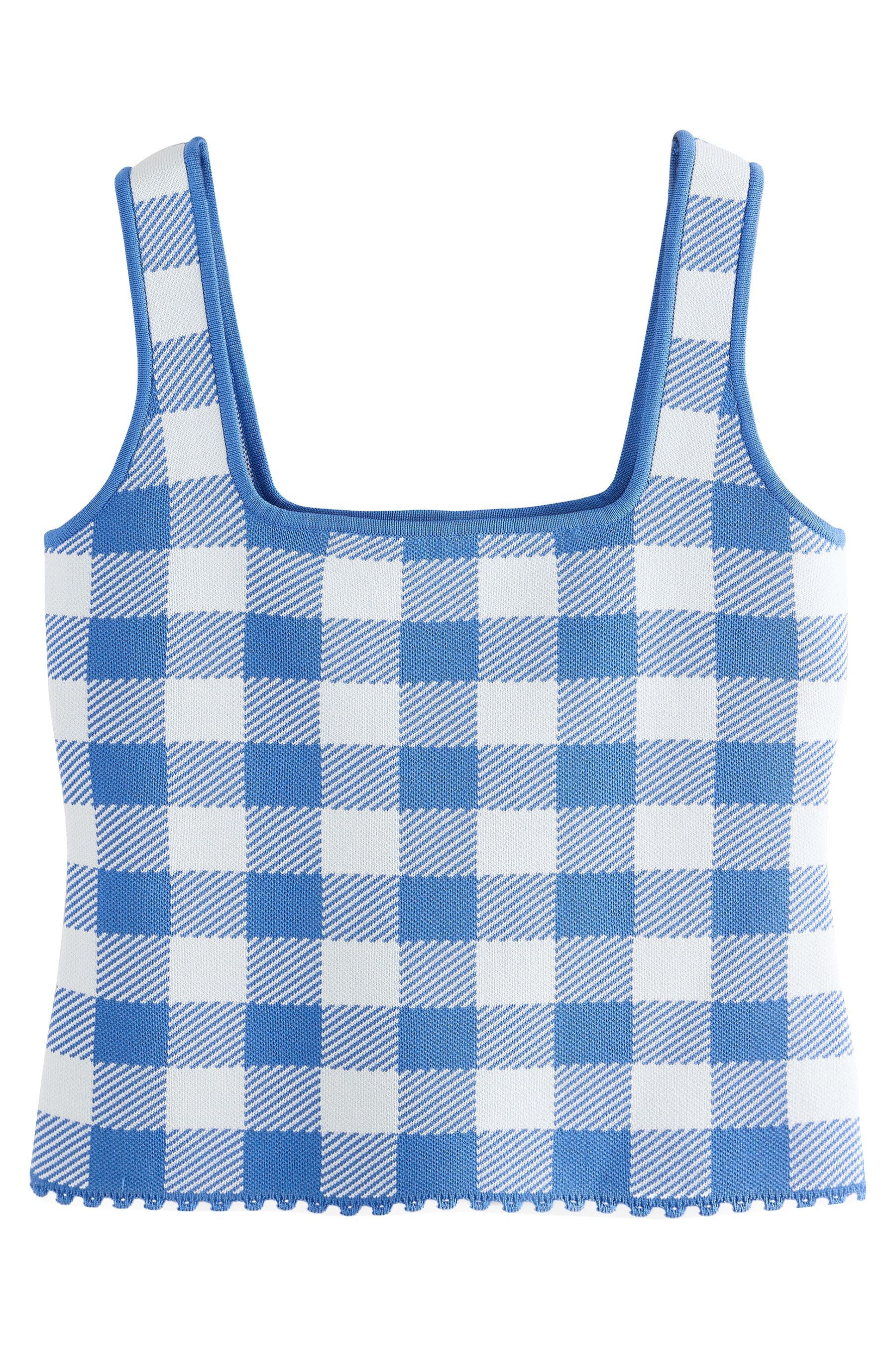 Next Trägertop Gestricktes Trägertop mit Vichy-Karos (Kombiteil) (1-tlg)