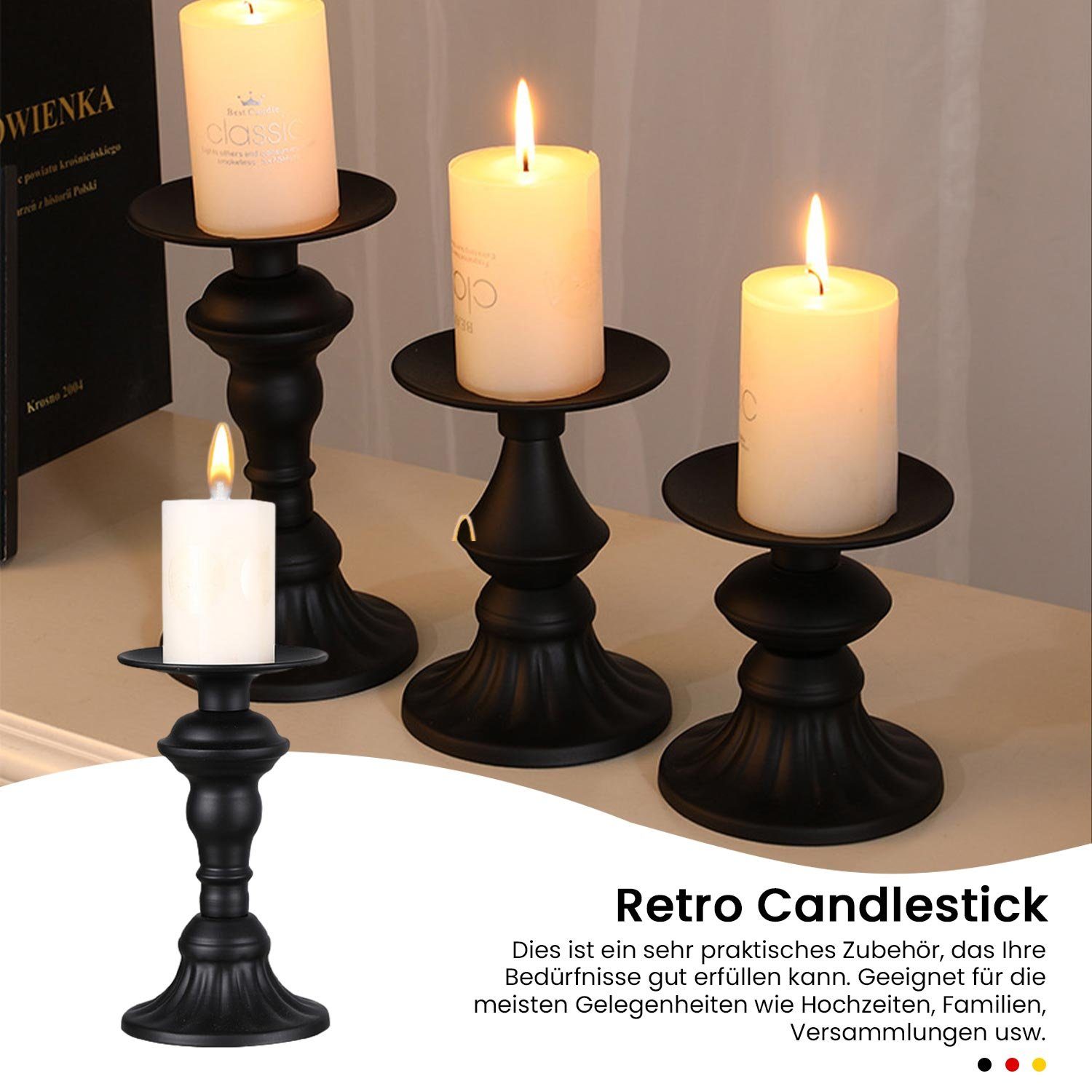 Kerzenständer Set, Kerzenhalter Stumpenkerzen 3er matter Kerzenständer dekorativer MAGICSHE