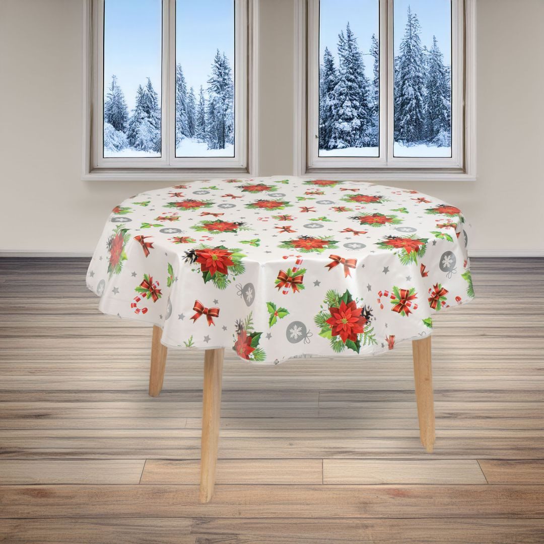 laro Tischdecke 140cm rund Tischdecke Saum-Eingefasst Weihnachten Stern Mis günstig online kaufen