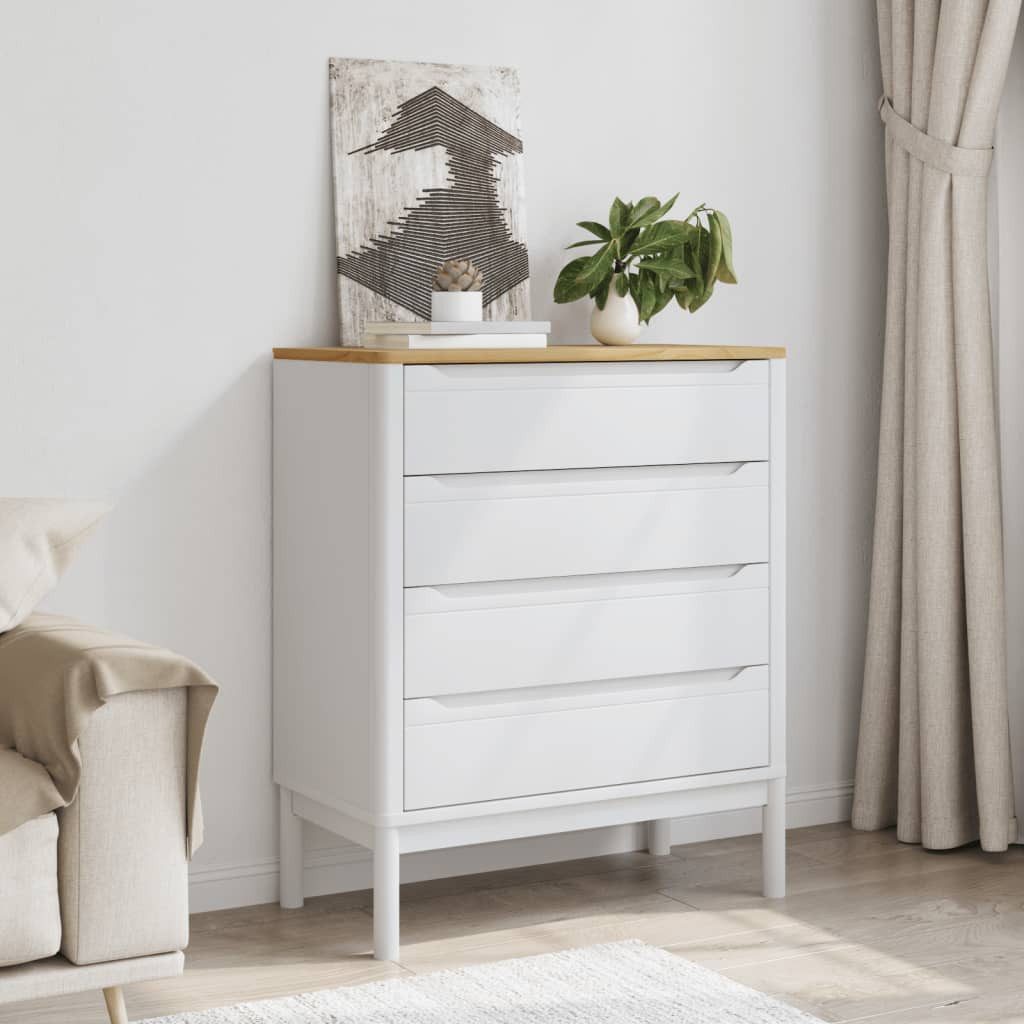 vidaXL Kommode Kommode FLORO Weiß Massivholz Kiefer (1 St)