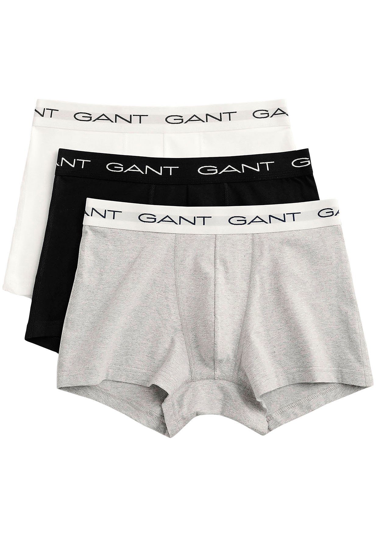 Logobund grey Gant (Packung, 3-St., 3) Boxershorts elastischem mit melange