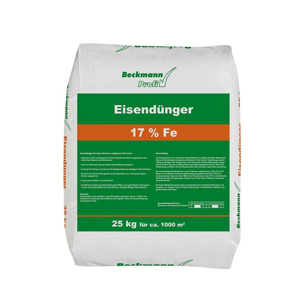 Beckmann Profi Eisendünger Beckmann 25kg Eisendünger Eisensulfat Rasendünger Verdränger Dünger
