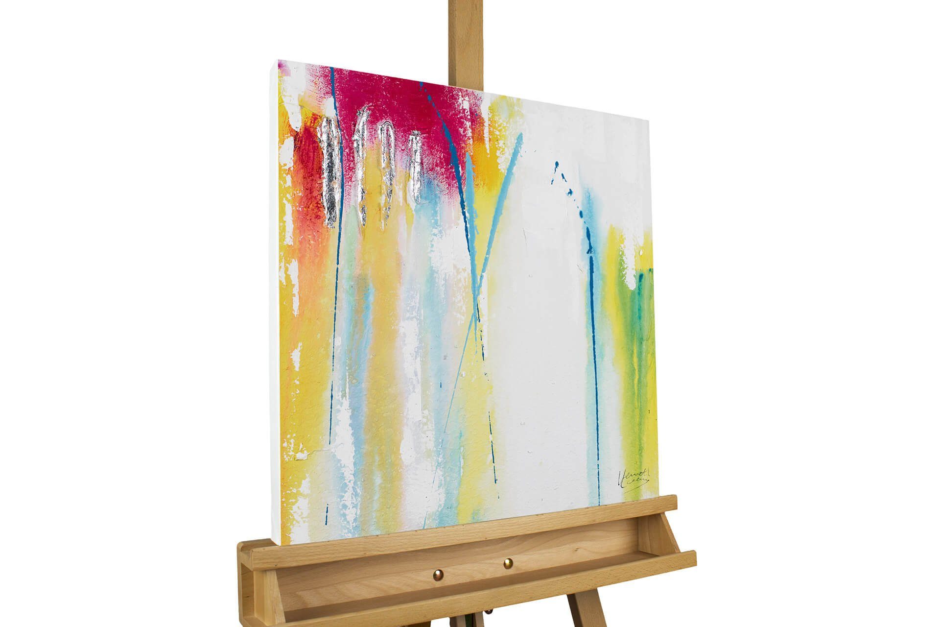 KUNSTLOFT Gemälde Verlaufen 50x50 cm, Leinwandbild 100% HANDGEMALT Wandbild Wohnzimmer