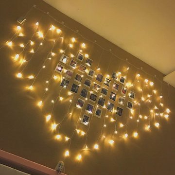 Sunicol LED-Lichterkette LED-Lichterkette, herzförmig,Twinkle Lights, USB-betrieben, für Party, 1.5x2m, 8 Modi, wasserdicht