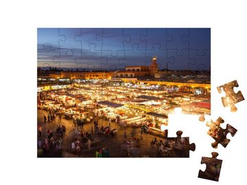puzzleYOU Puzzle Jamaa el Fna-Marktplatz in der Abenddämmerung, 48 Puzzleteile, puzzleYOU-Kollektionen Marrakesch, Städte Weltweit
