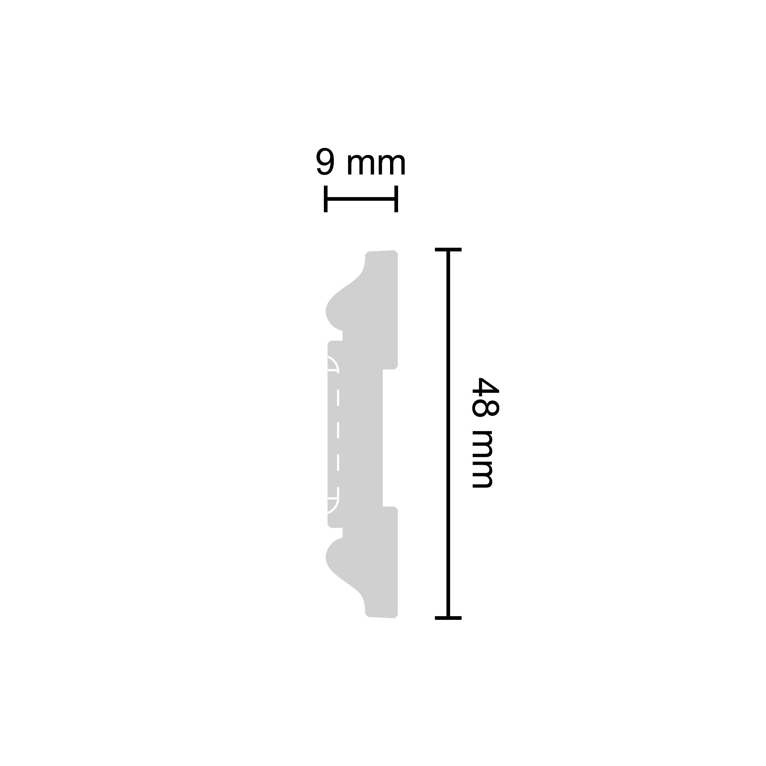 Decosa Zierleiste Decosa Wandleiste SKFP48.1 (Ramona), 48 mm, 1,5 m - 01 Stück, Selbstklebend, Polystyrol (Styropor), selbstklebend, stoß- und schlagfest