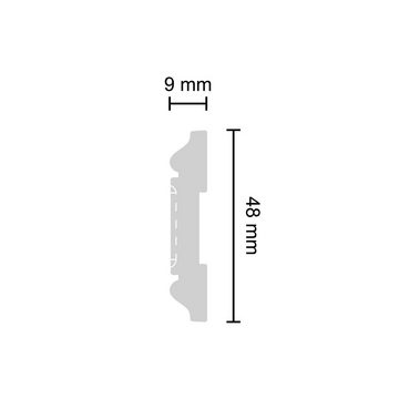 Decosa Zierleiste Decosa Wandleiste SKFP48.1 (Ramona), weiß, 48 mm Länge: 1,5 m, Selbstklebend, Polystyrol (Styropor), 1-St., selbstklebend, stoß- und schlagfest