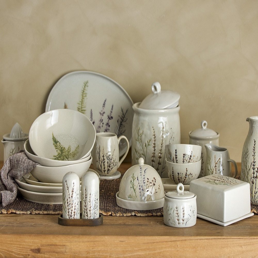 Bloomingville Butterdose Bloomingville Bea Butterdose rund 15x10 cm Natur Steingut, Steingut, (Packung)