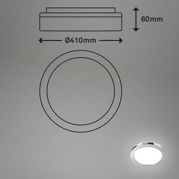 Briloner Leuchten LED Deckenleuchte 3673-018, LED fest verbaut, Neutralweiß, Backlighteffekt, IP44, chrom, Wohnzimmer, LED, 4000K